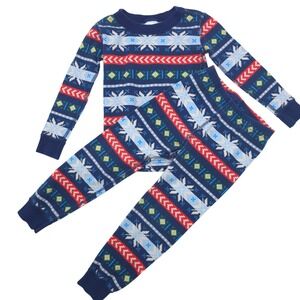 Hanna Andersson Pajama Set Kids Navy Blue Fair Isle Snowflake Organic Cotton 4